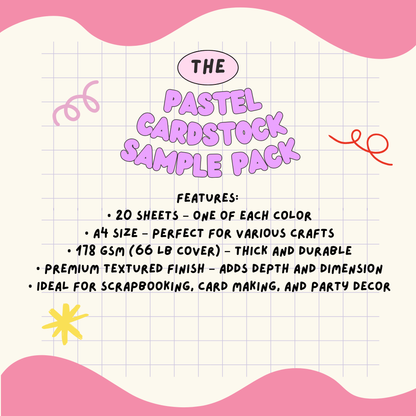 Pastel Cardstock Paper Sample Pack - 20 colors